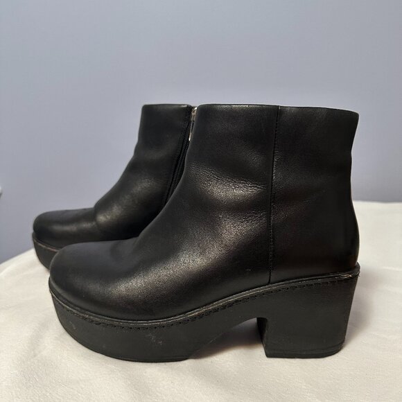 Fitflop Shoes - Fitflop Women's Pilar Leather Ankle Boots 7 Black Platform Chunky Heel Booties